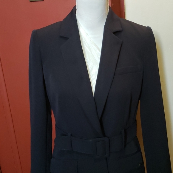 Calvin Klien Women' Navy Belted Jacket SZ 4 - Picture 9 of 16